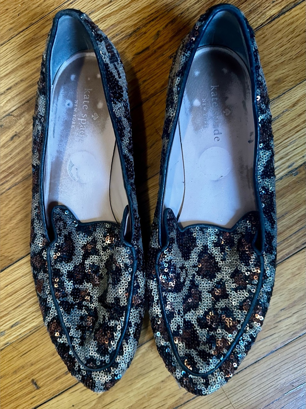 Kate Spade New York "Caty" Animal Leopard Print Sequin Flats Loafers Mobwife - Picture 3 of 10